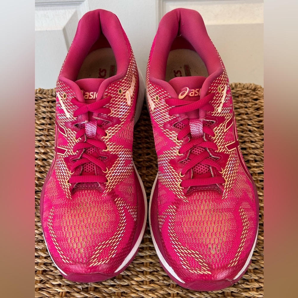 Stylish Asics Sneakers —  Pink with White Accents — Size 7.5 (Fits Like a 7)
